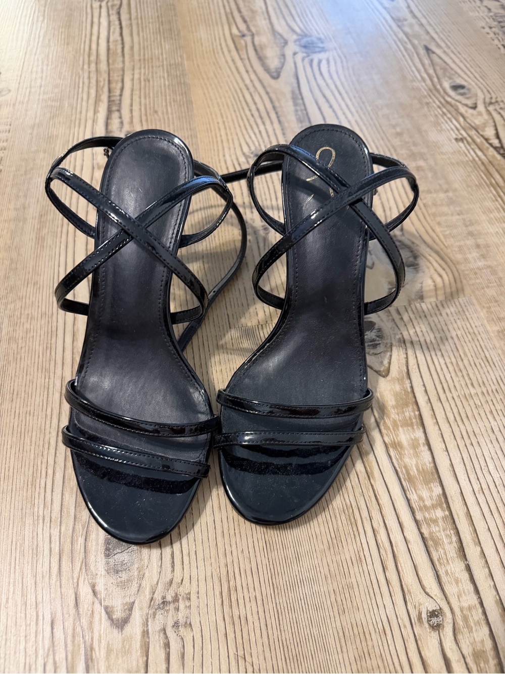 Sam Edelman Black Patent Strappy Heeled Sandals